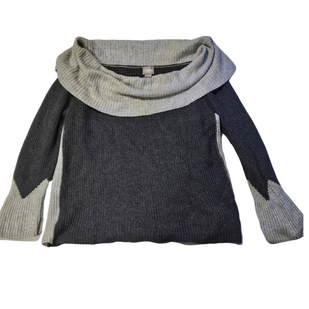 Chicos Off the Shoulder Cowl neck Sweater w/ Bell Sleeves size 2 Women's